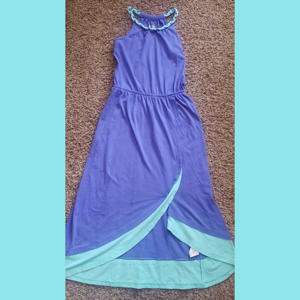 Girls Aqua and Purple Maxi Dress